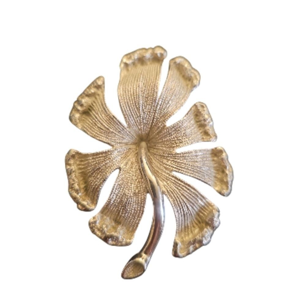 3" vintage 1960 signed  Monet  hibiscus flower brooch Pin